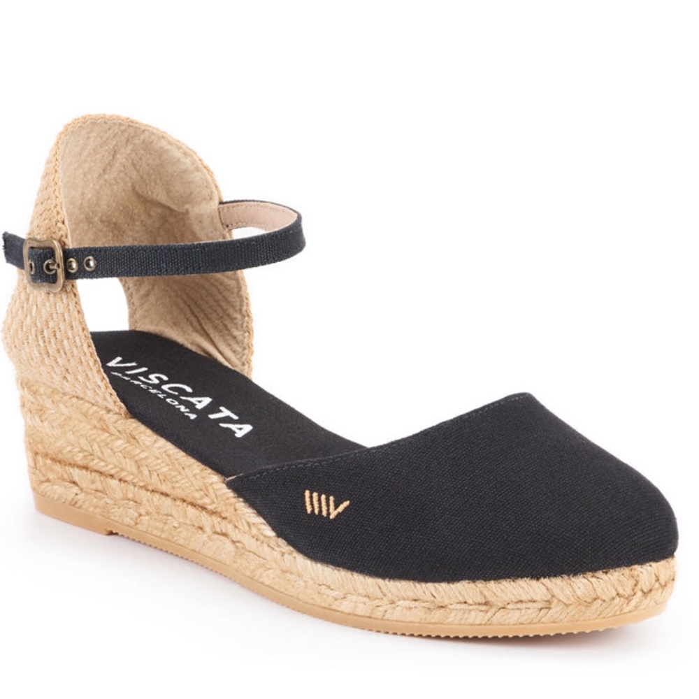 Viscata Canet Espadrille Sandals Black Canvas New w/o Box size EU 42  US 10.5 11
